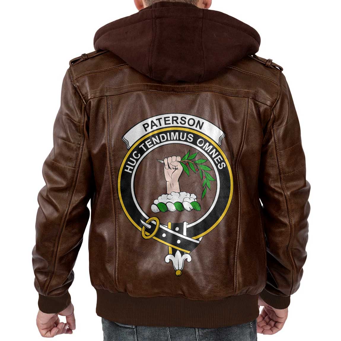 Clan Paterson Tartan Zip Leather Jacket Crest And Plaid Basic Style