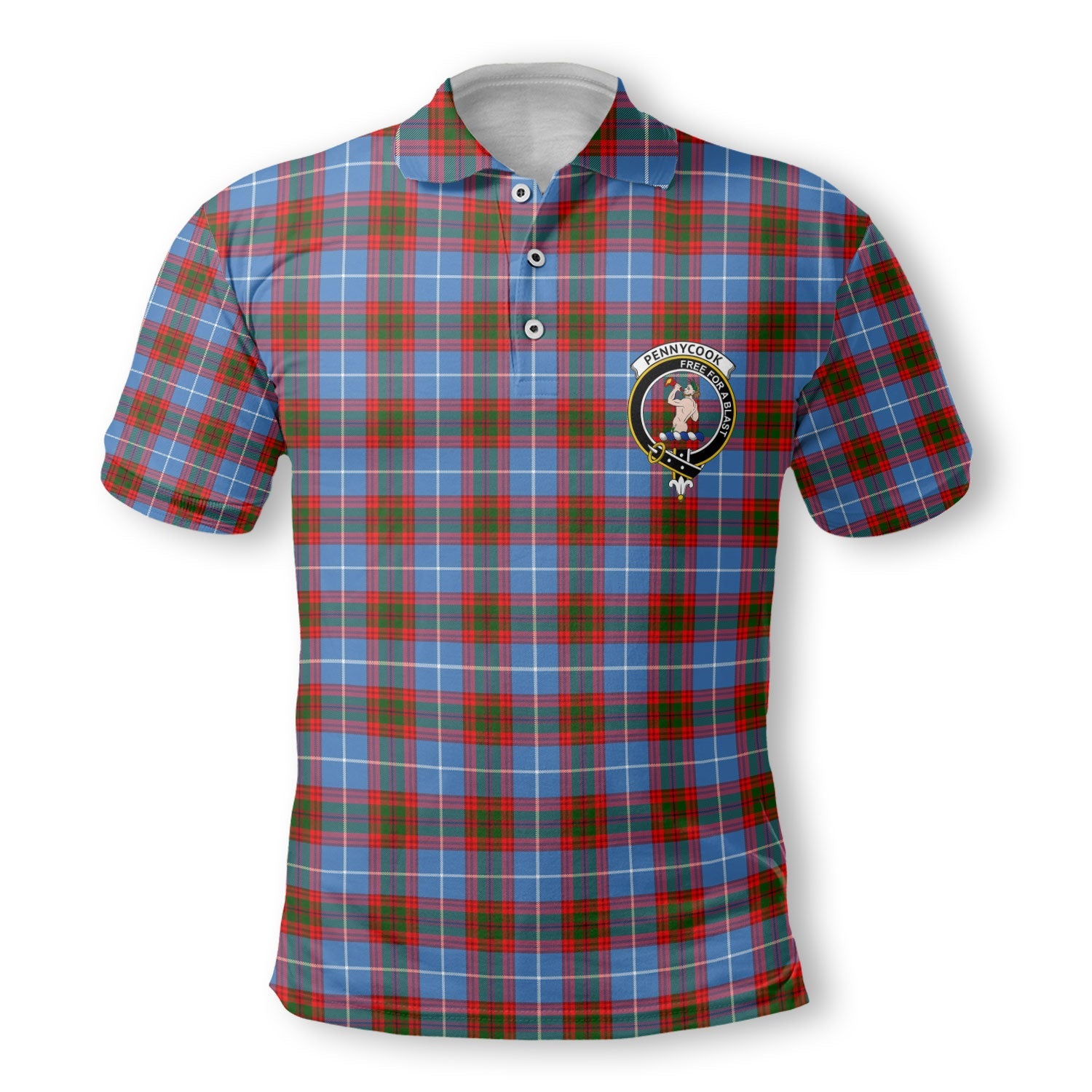 Clan Pennycook Tartan Men Polo Shirt Crest And Plaid Basic Style