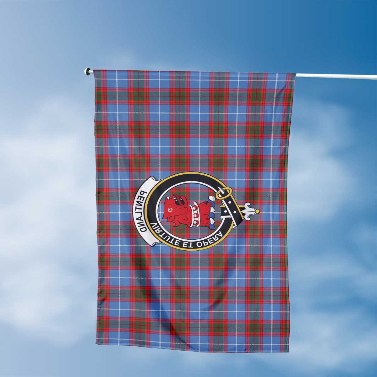 Clan Pentland Tartan Flag Crest And Plaid Basic Style