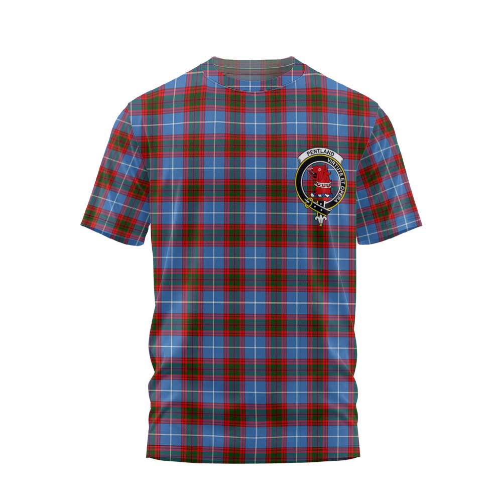 Clan Pentland Tartan Men T Shirt Crest And Plaid Basic Style