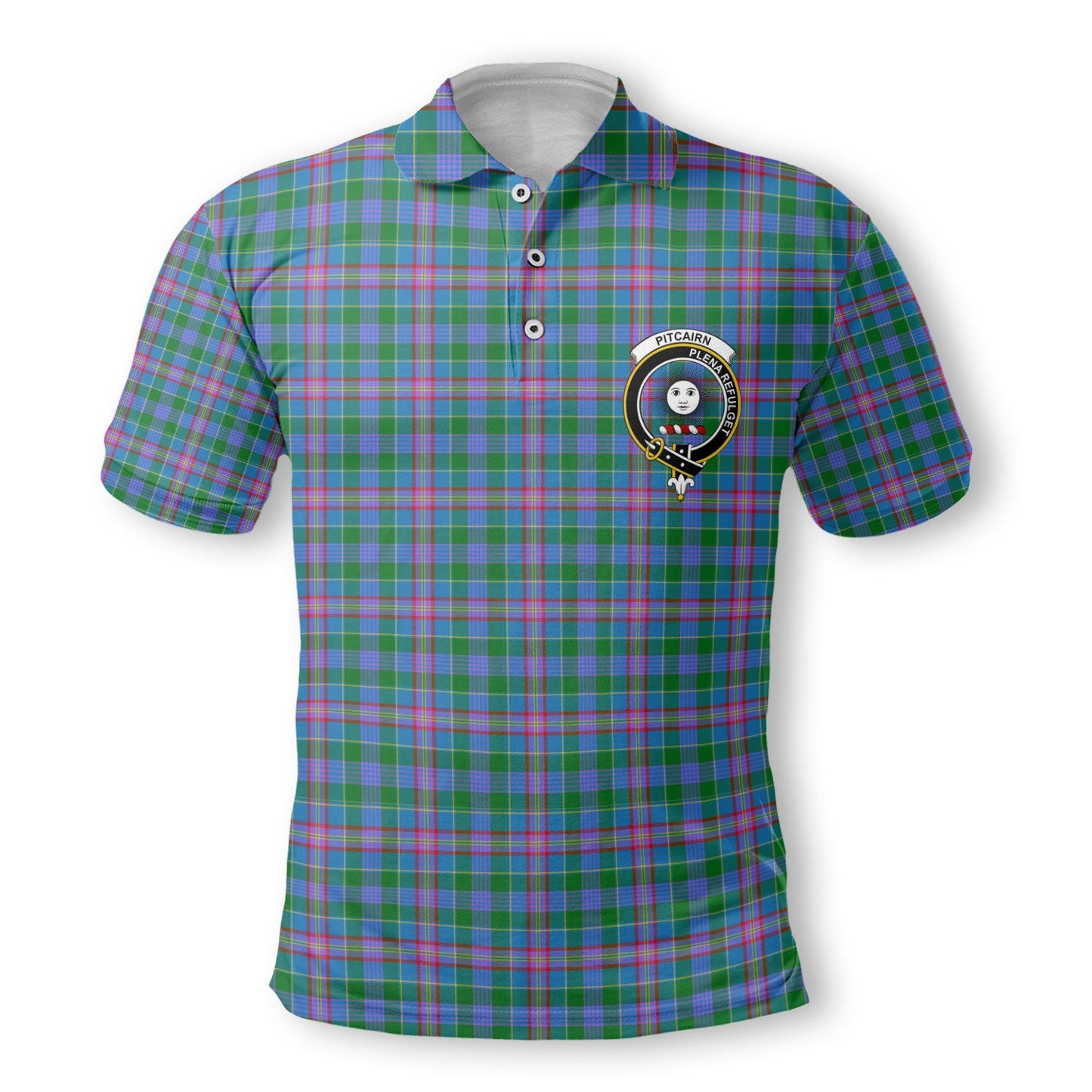 Clan Pitcairn Tartan Golf Men Polo Shirt Crest And Plaid Basic Style