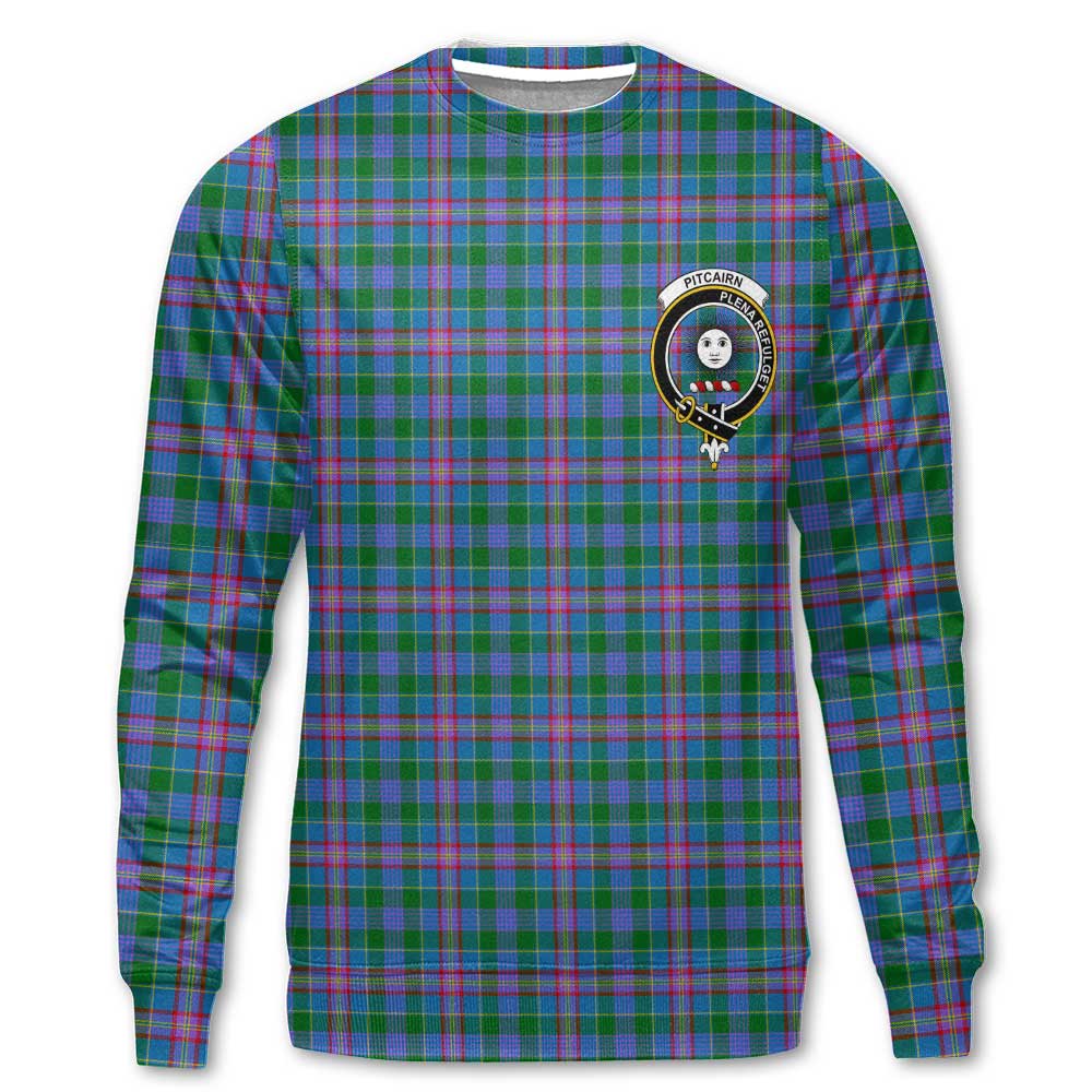 Clan Pitcairn Tartan Men Sweatshirt Crest And Plaid Basic Style