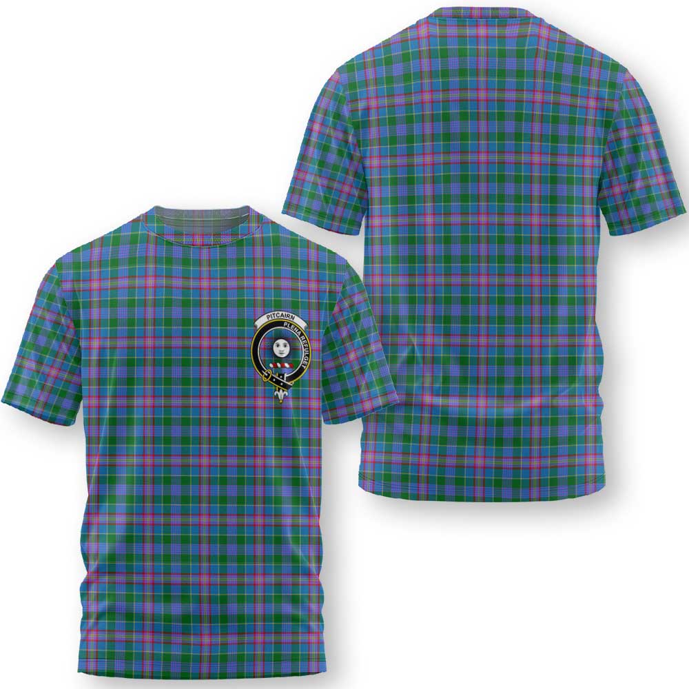 Clan Pitcairn Tartan Men T Shirt Crest And Plaid Basic Style