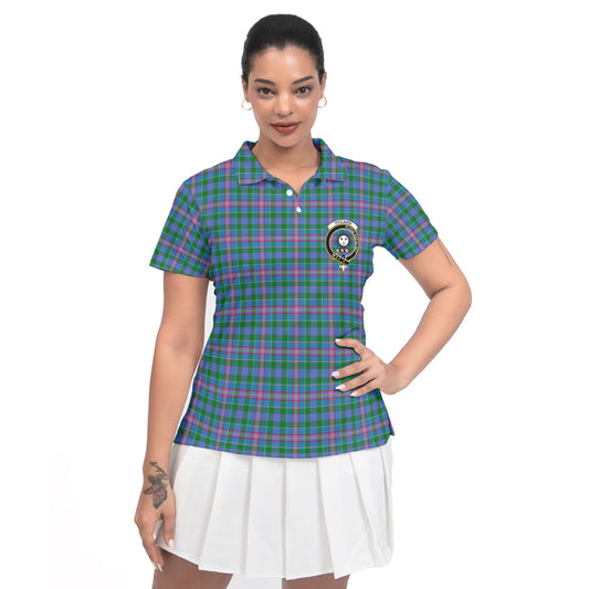 Clan Pitcairn Tartan Women Polo Shirt Crest And Plaid Basic Style