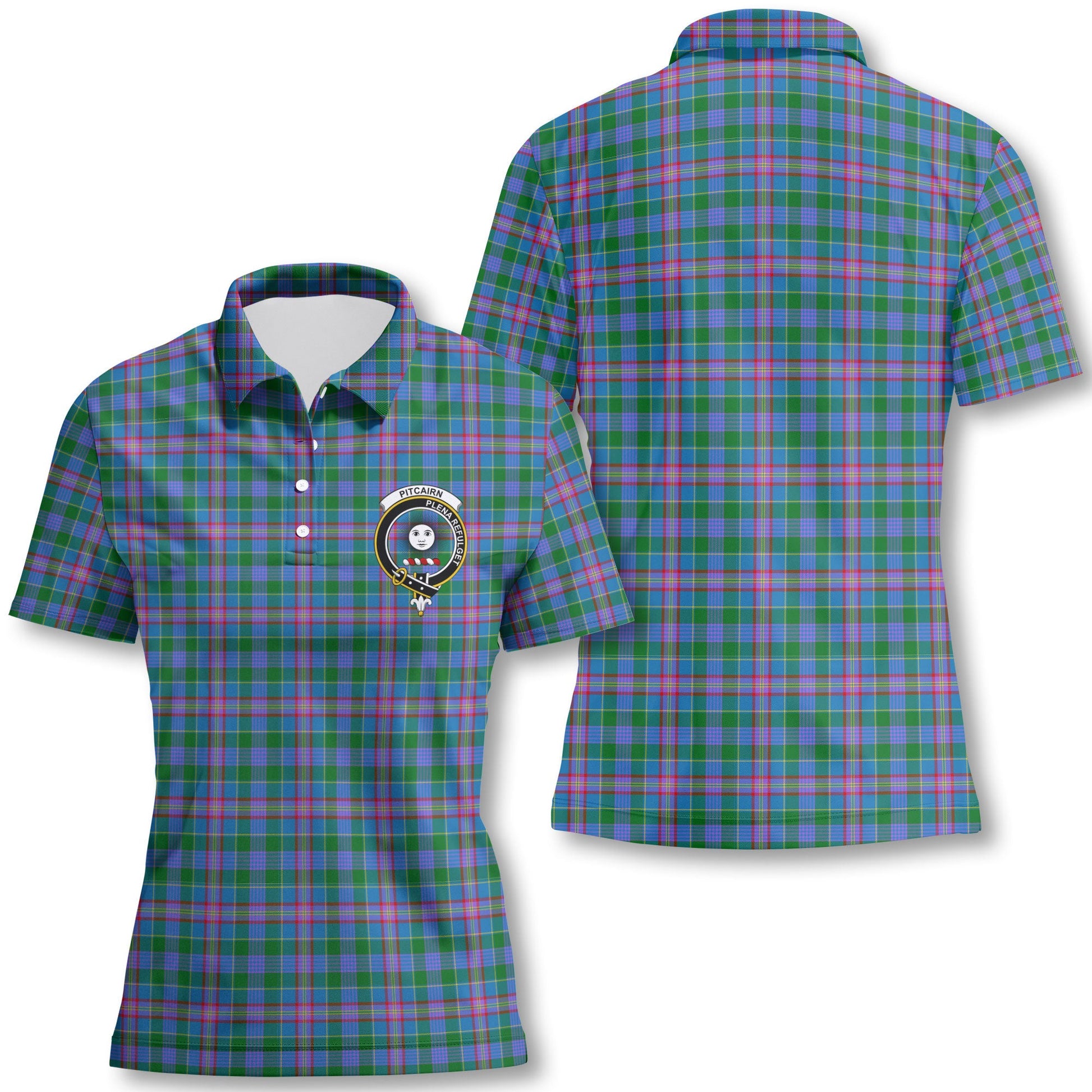 Clan Pitcairn Tartan Women Polo Shirt Crest And Plaid Basic Style