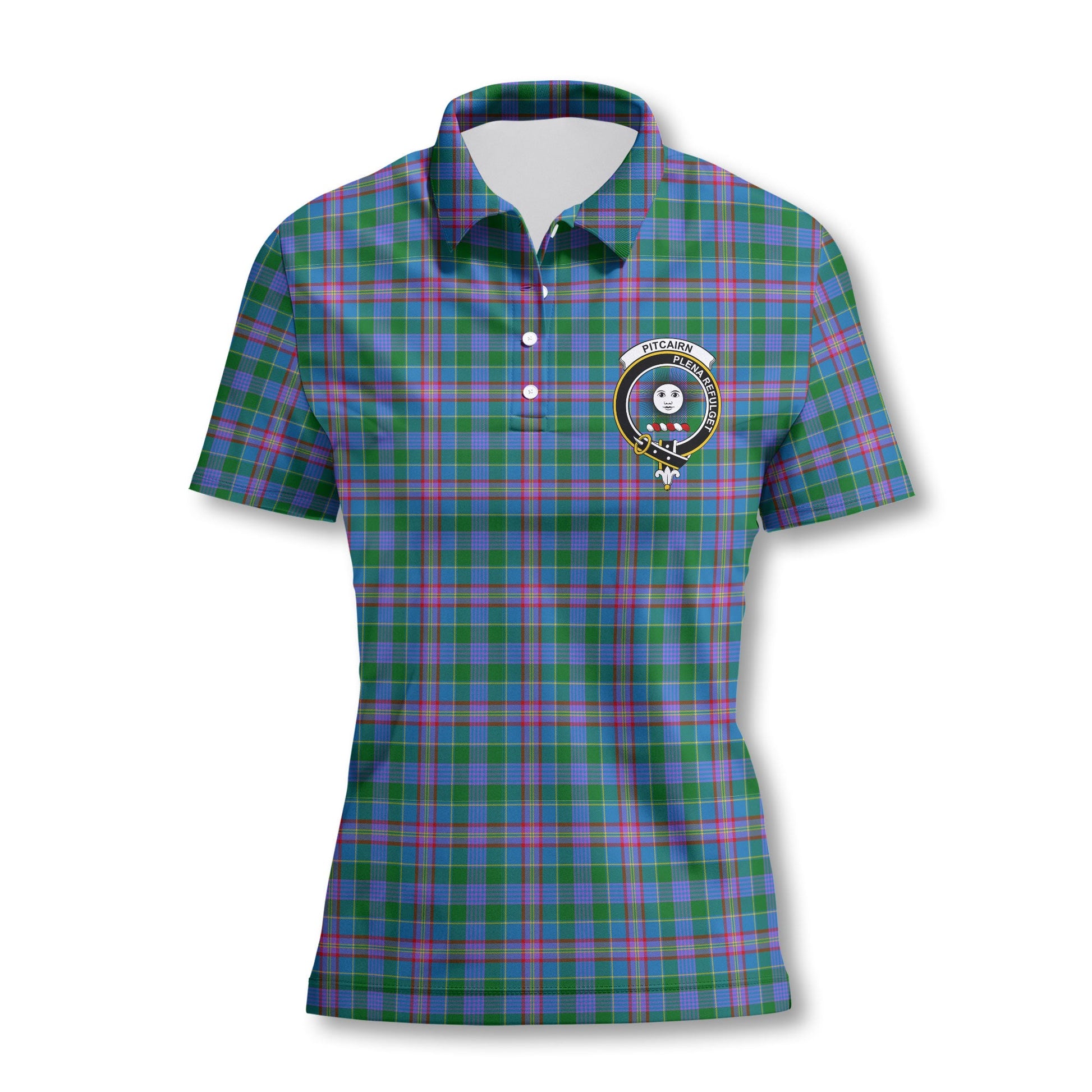 Clan Pitcairn Tartan Women Polo Shirt Crest And Plaid Basic Style