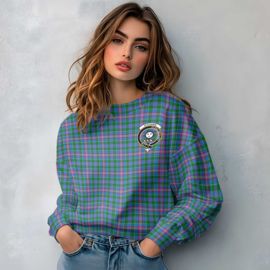 Clan Pitcairn Tartan Women Sweatshirt Crest And Plaid Basic Style