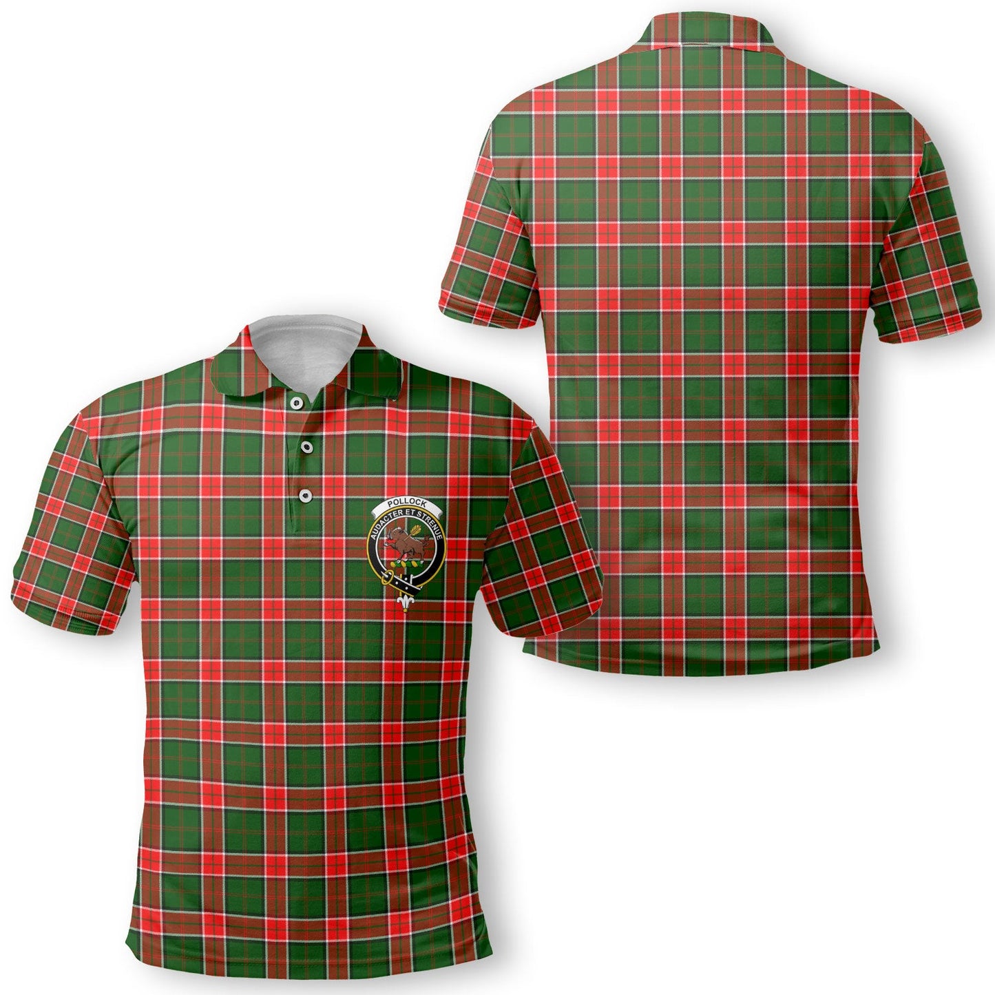 Clan Pollock Tartan Golf Men Polo Shirt Crest And Plaid Basic Style