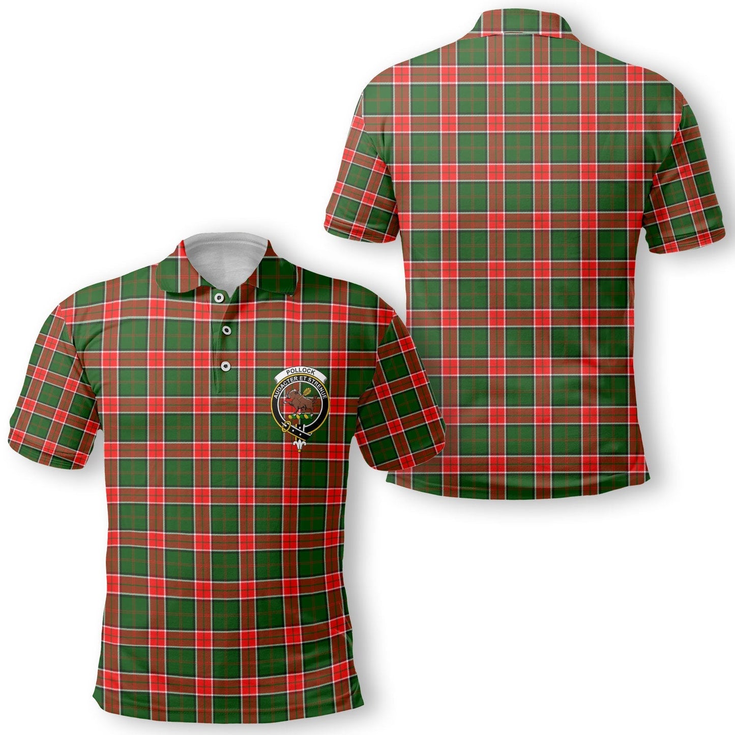 Clan Pollock Tartan Golf Tartan Men Polo Shirt Crest And Plaid Basic Style