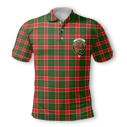 Clan Pollock Tartan Golf Tartan Men Polo Shirt Crest And Plaid Basic Style