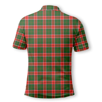 Clan Pollock Tartan Golf Tartan Men Polo Shirt Crest And Plaid Basic Style