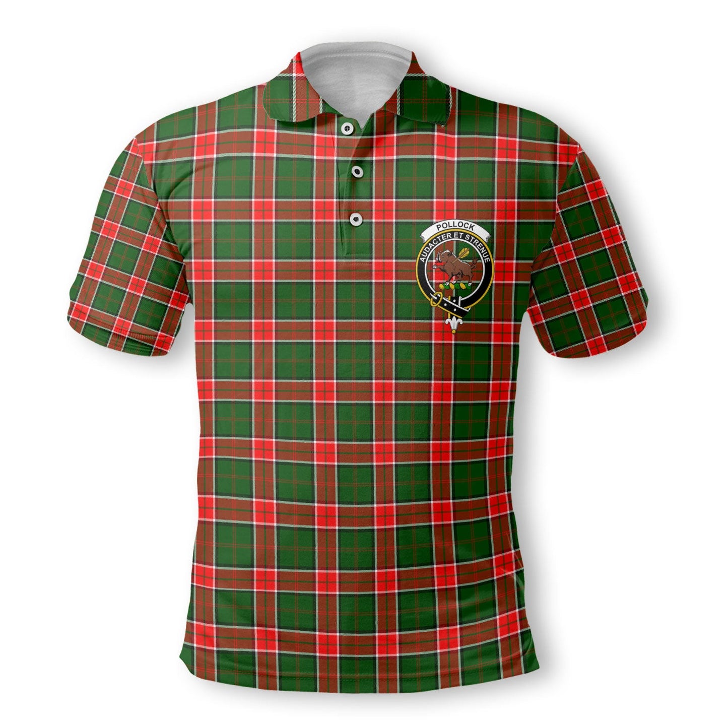 Clan Pollock Tartan Men Polo Shirt Crest And Plaid Basic Style