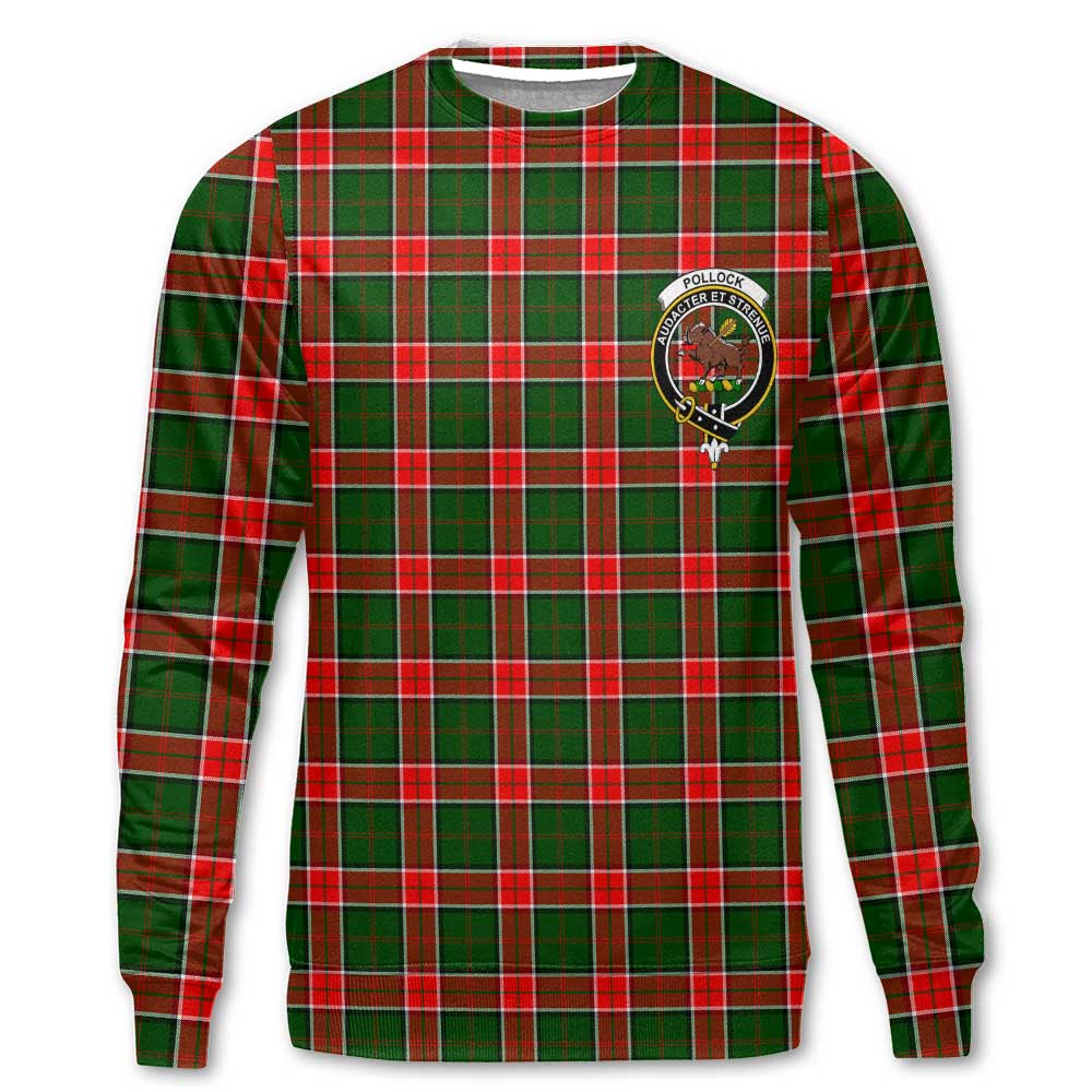 Clan Pollock Tartan Men Sweatshirt Crest And Plaid Basic Style