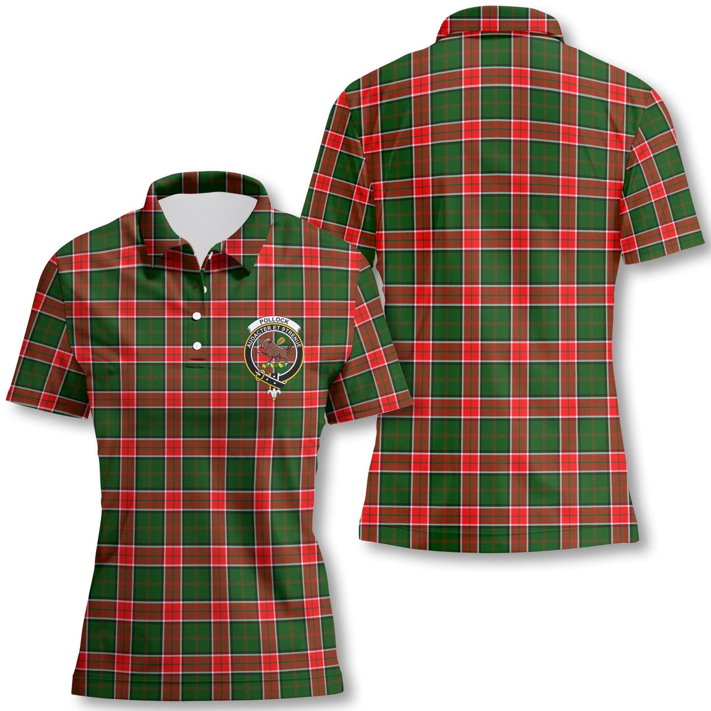 Clan Pollock Tartan Women Polo Shirt Crest And Plaid Basic Style