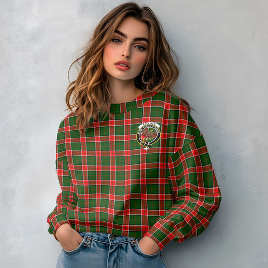 Clan Pollock Tartan Women Sweatshirt Crest And Plaid Basic Style