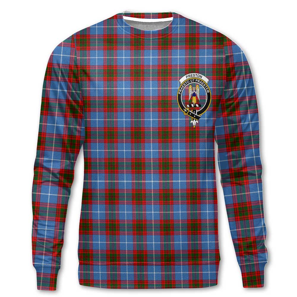 Clan Preston Tartan Men Sweatshirt Crest And Plaid Basic Style