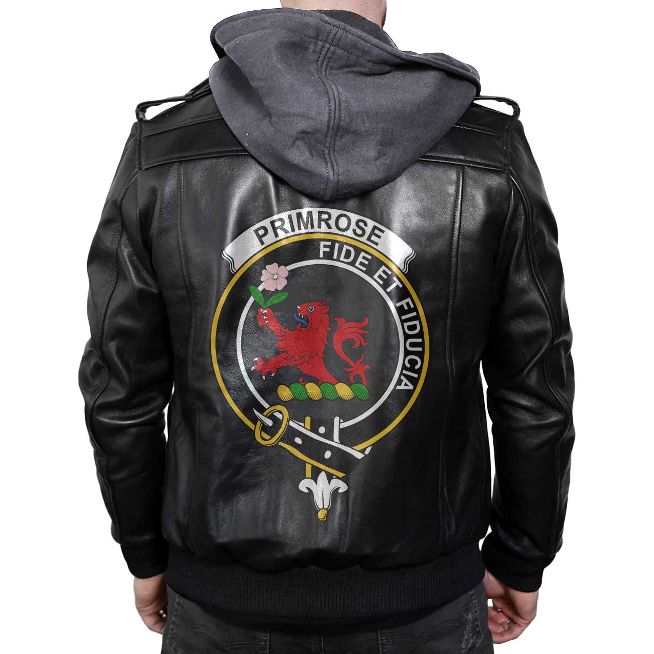 Clan Primrose Tartan Zip Leather Jacket Crest And Plaid Basic Style