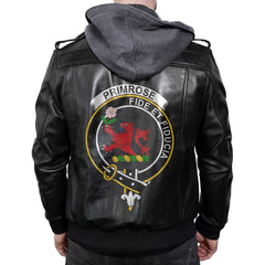 Clan Primrose Tartan Zip Leather Jacket Crest And Plaid Basic Style