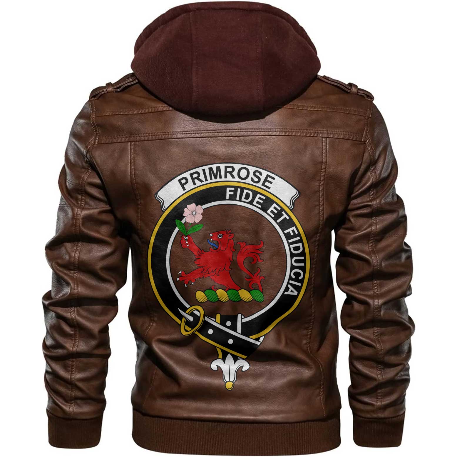 Clan Primrose Tartan Zip Leather Jacket Crest And Plaid Basic Style