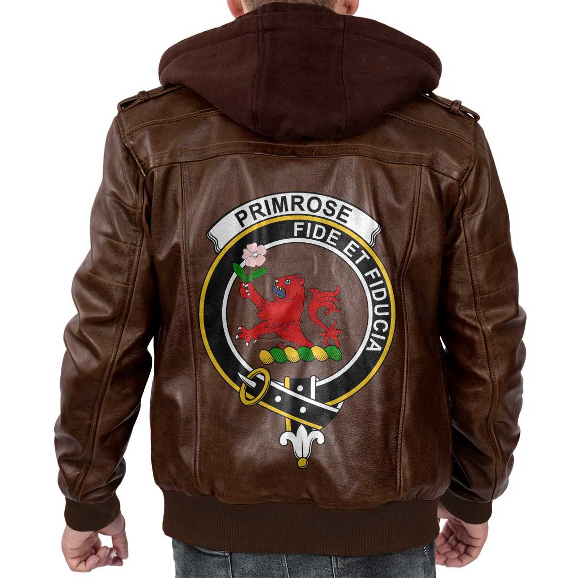 Clan Primrose Tartan Zip Leather Jacket Crest And Plaid Basic Style