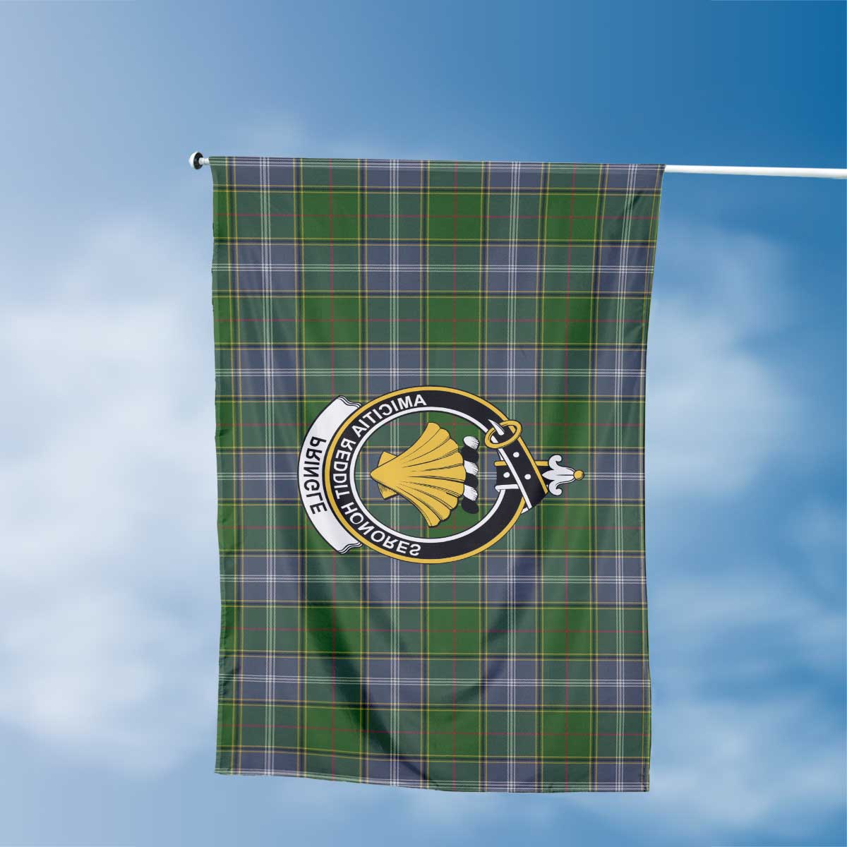 Clan Pringle Tartan Flag Crest And Plaid Basic Style