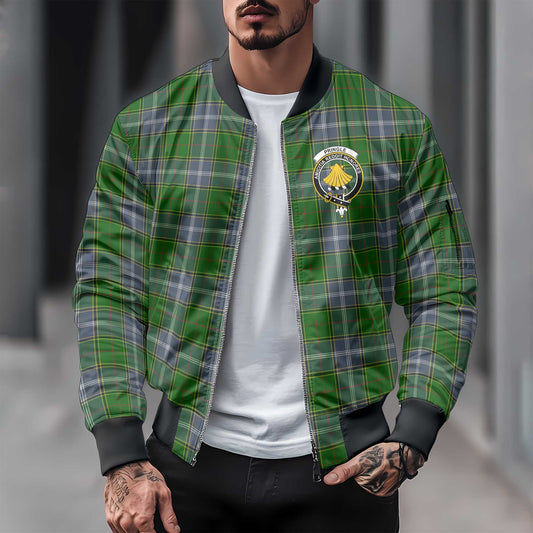 Clan Pringle Tartan Men Bomber Jacket Crest And Plaid Basic Style