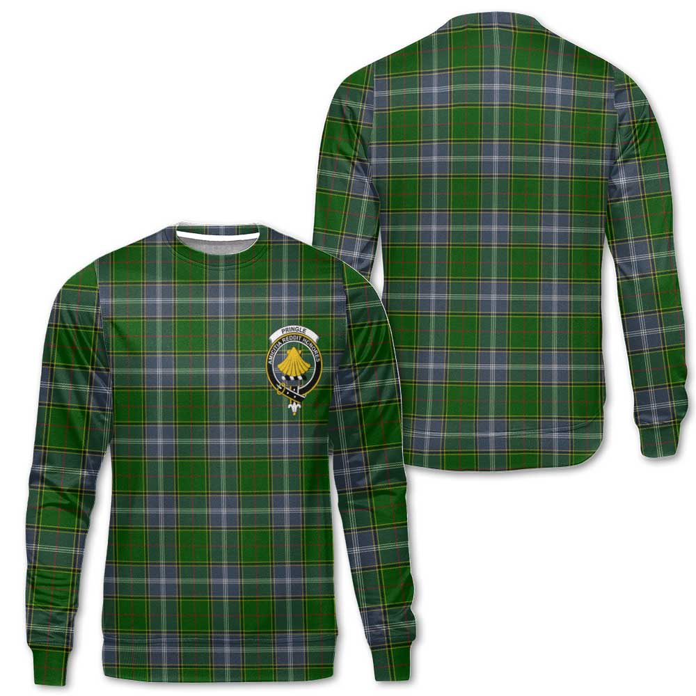 Clan Pringle Tartan Men Sweatshirt Crest And Plaid Basic Style