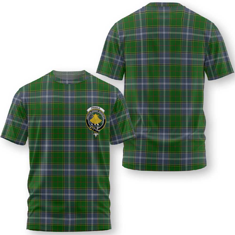 Clan Pringle Tartan Men T Shirt Crest And Plaid Basic Style