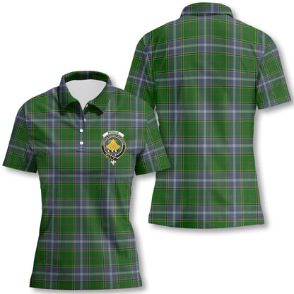 Clan Pringle Tartan Women Polo Shirt Crest And Plaid Basic Style