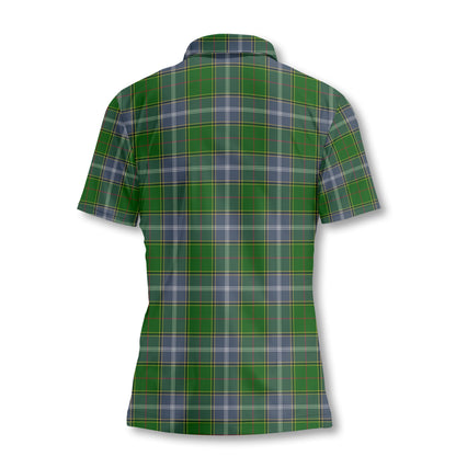 Clan Pringle Tartan Women Polo Shirt Crest And Plaid Basic Style