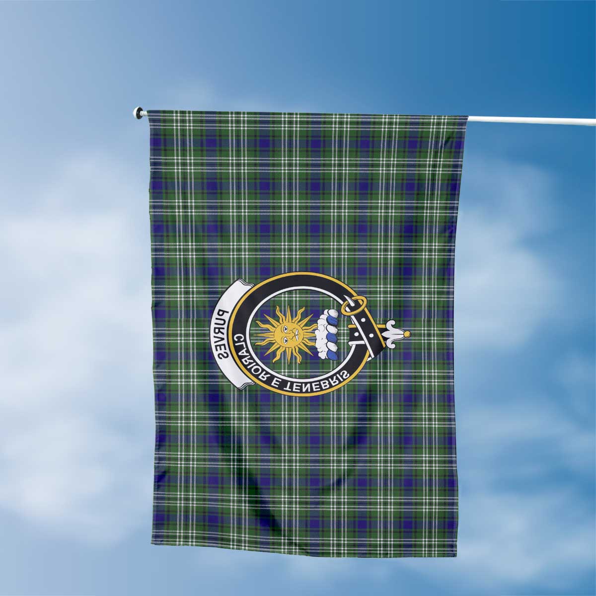 Clan Purves Tartan Flag Crest And Plaid Basic Style