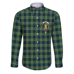 Clan Purves Tartan Long Sleeve Button Shirt Crest And Plaid Basic Style