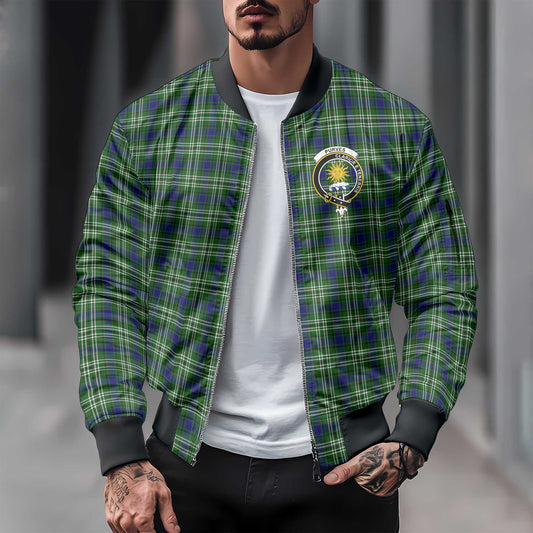 Clan Purves Tartan Men Bomber Jacket Crest And Plaid Basic Style