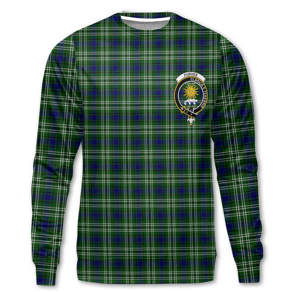 Clan Purves Tartan Men Sweatshirt Crest And Plaid Basic Style