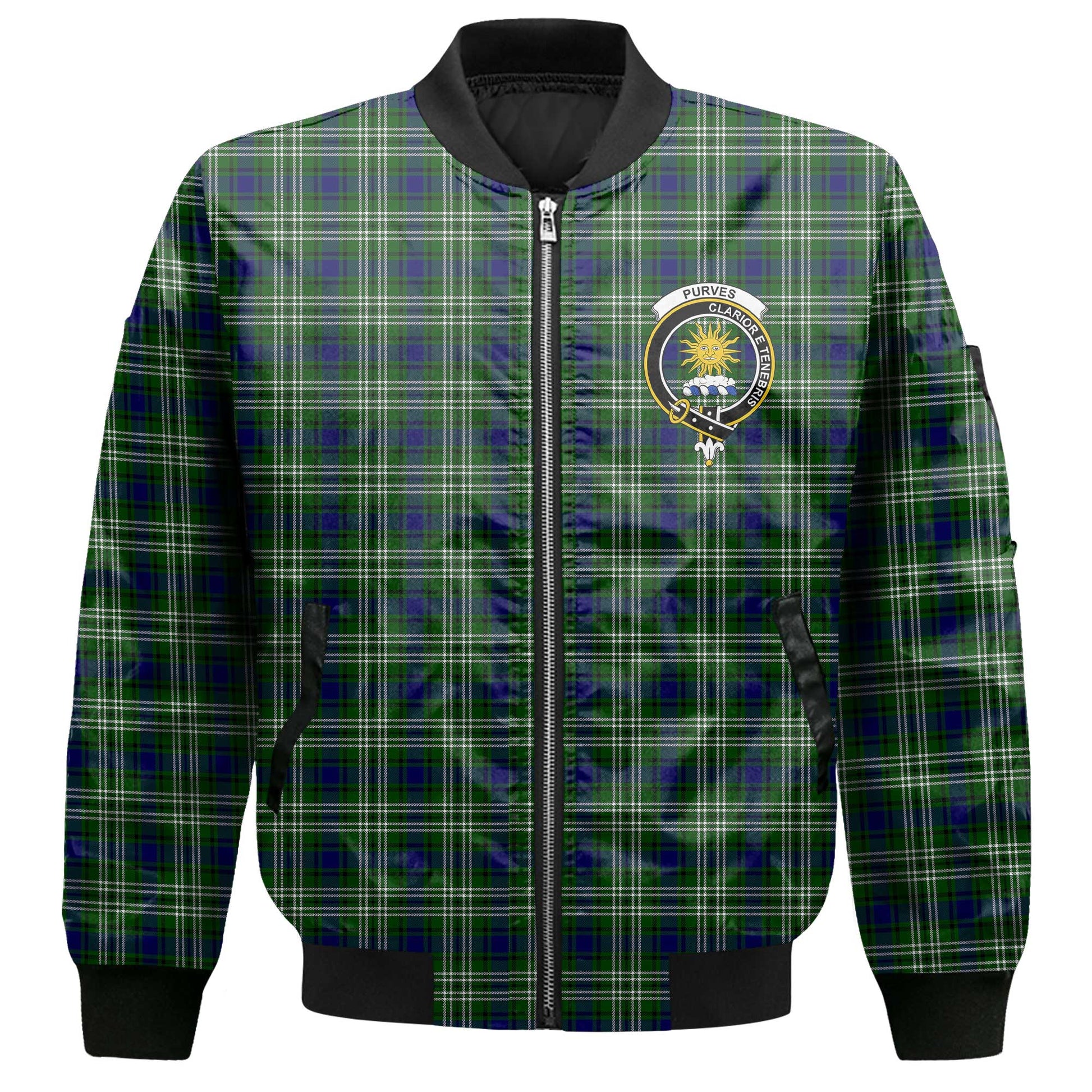 Clan Purves Tartan Women Bomber Jacket Crest And Plaid Basic Style