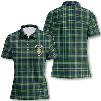 Clan Purves Tartan Women Polo Shirt Crest And Plaid Basic Style