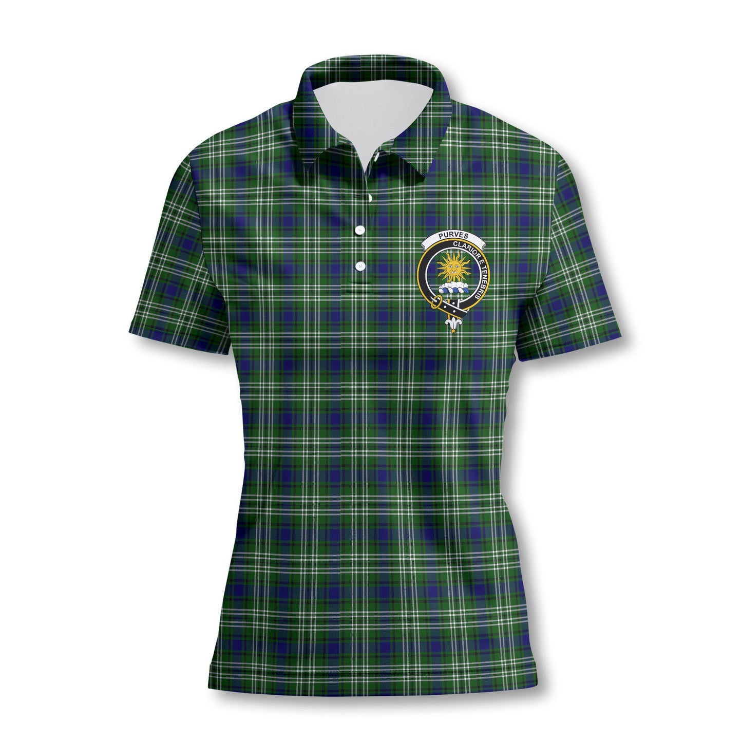 Clan Purves Tartan Women Polo Shirt Crest And Plaid Basic Style