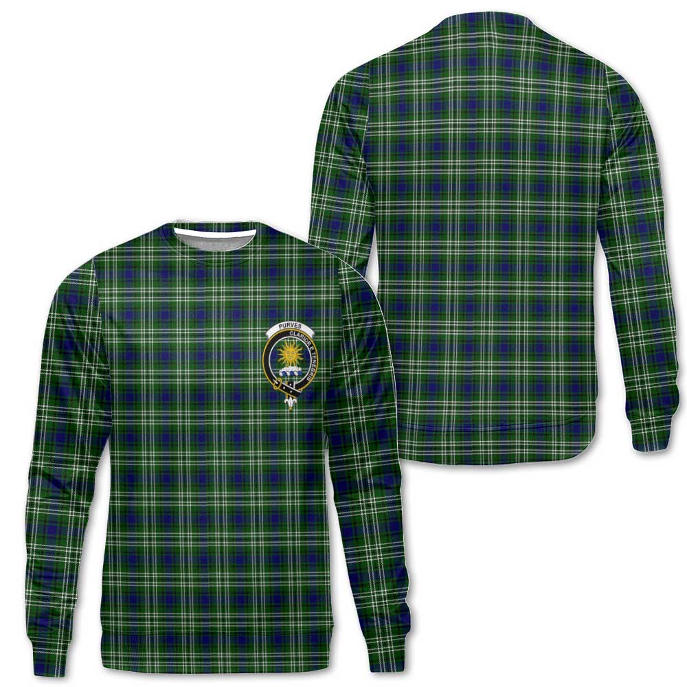 Clan Purves Tartan Women Sweatshirt Crest And Plaid Basic Style