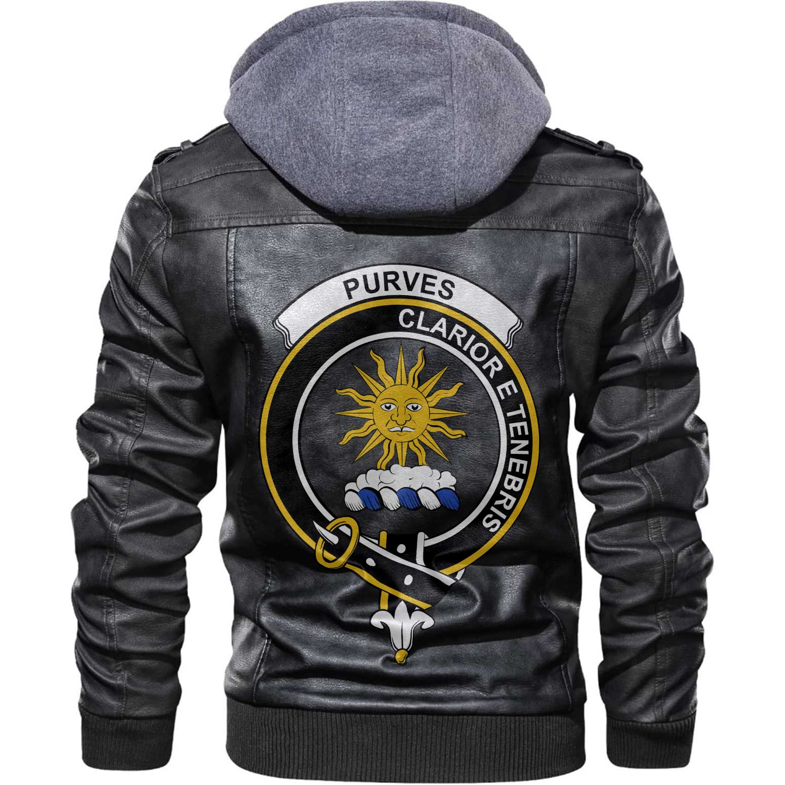 Clan Purves Tartan Zip Leather Jacket Crest And Plaid Basic Style