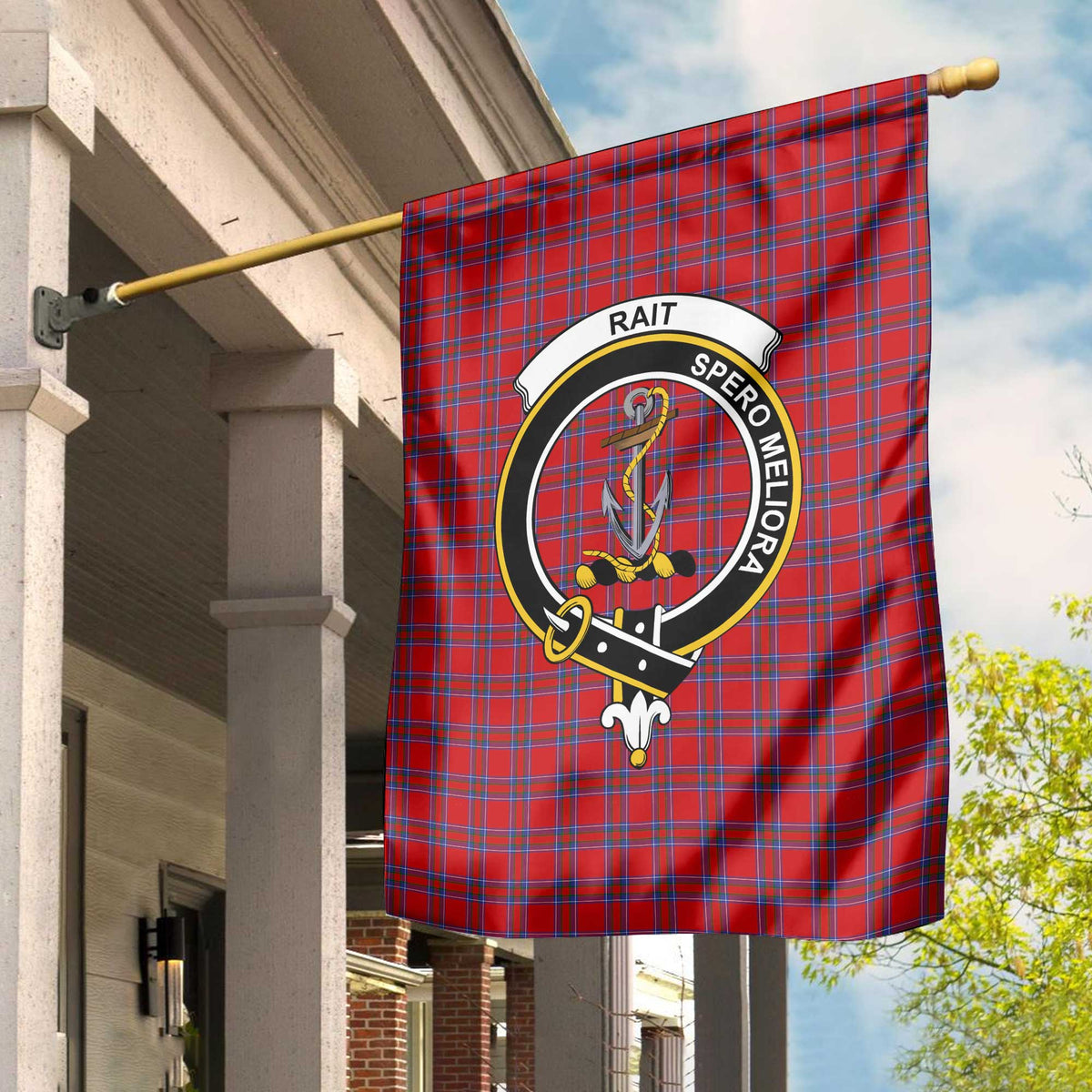 Clan Rait Tartan Garden Flag Crest And Plaid Basic Style