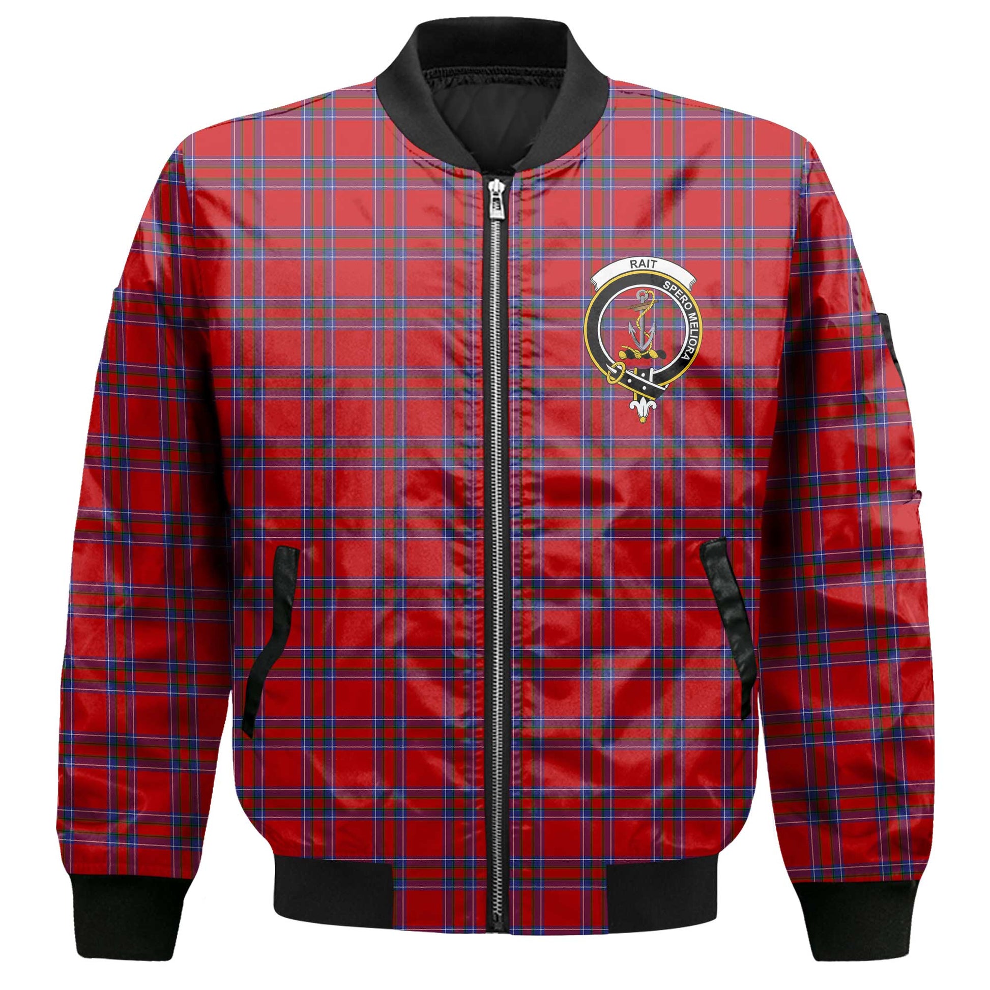 Clan Rait Tartan Women Bomber Jacket Crest And Plaid Basic Style