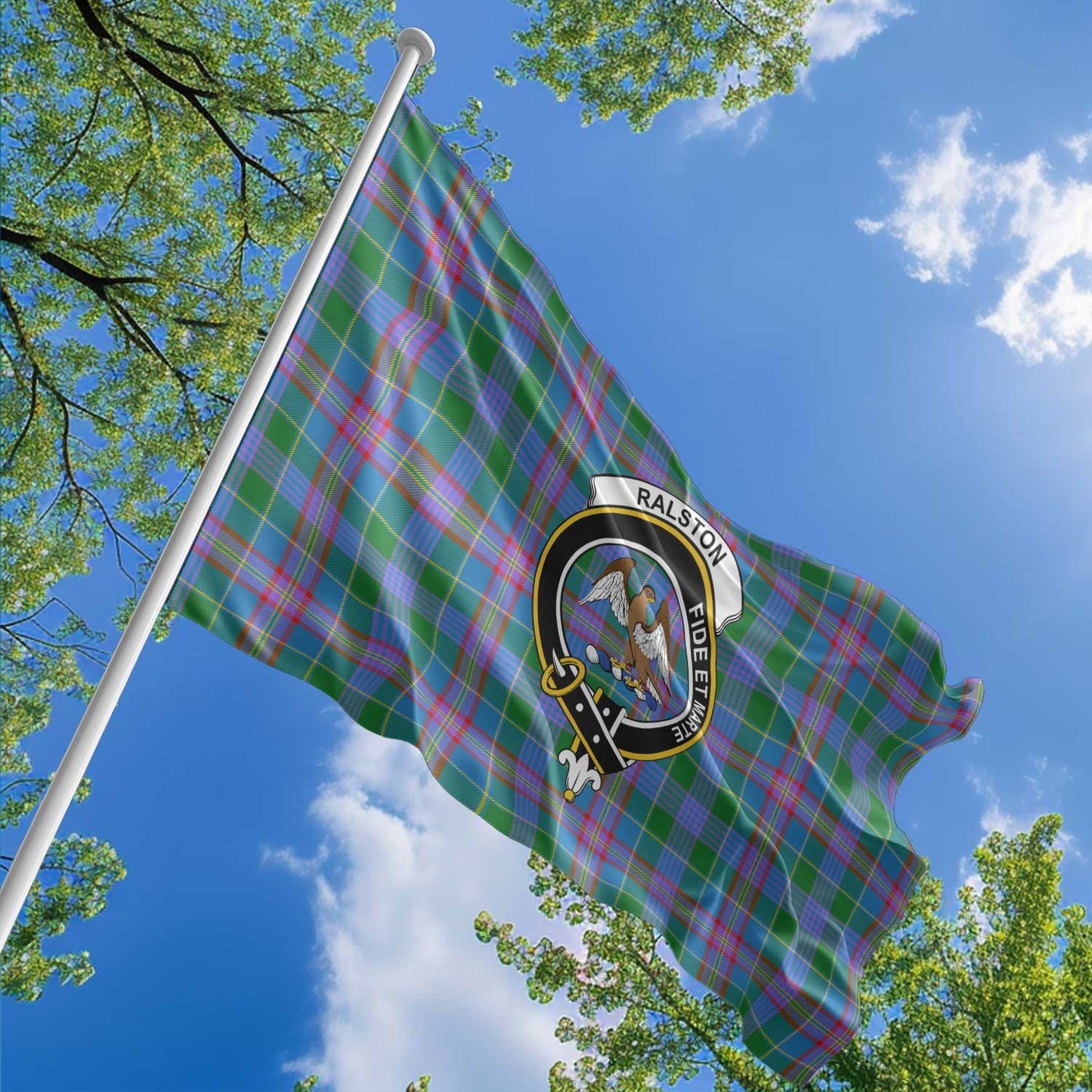 Clan Ralston Tartan Flag Crest And Plaid Basic Style