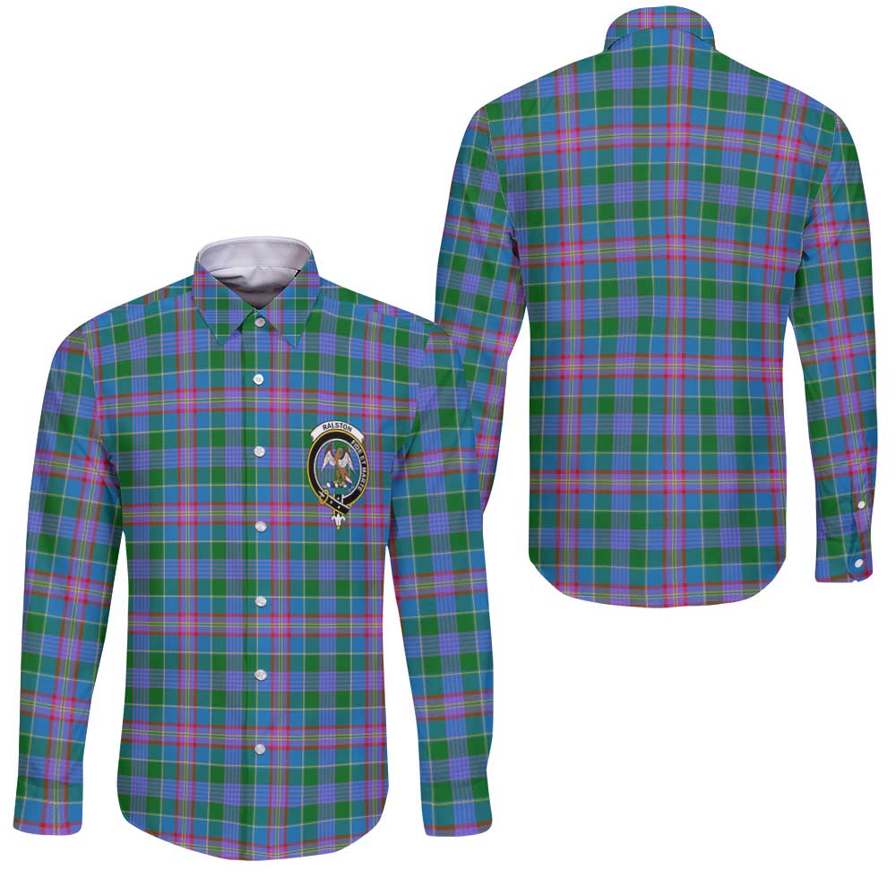 Clan Ralston Tartan Long Sleeve Button Shirt Crest And Plaid Basic Style