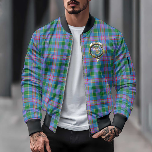 Clan Ralston Tartan Men Bomber Jacket Crest And Plaid Basic Style