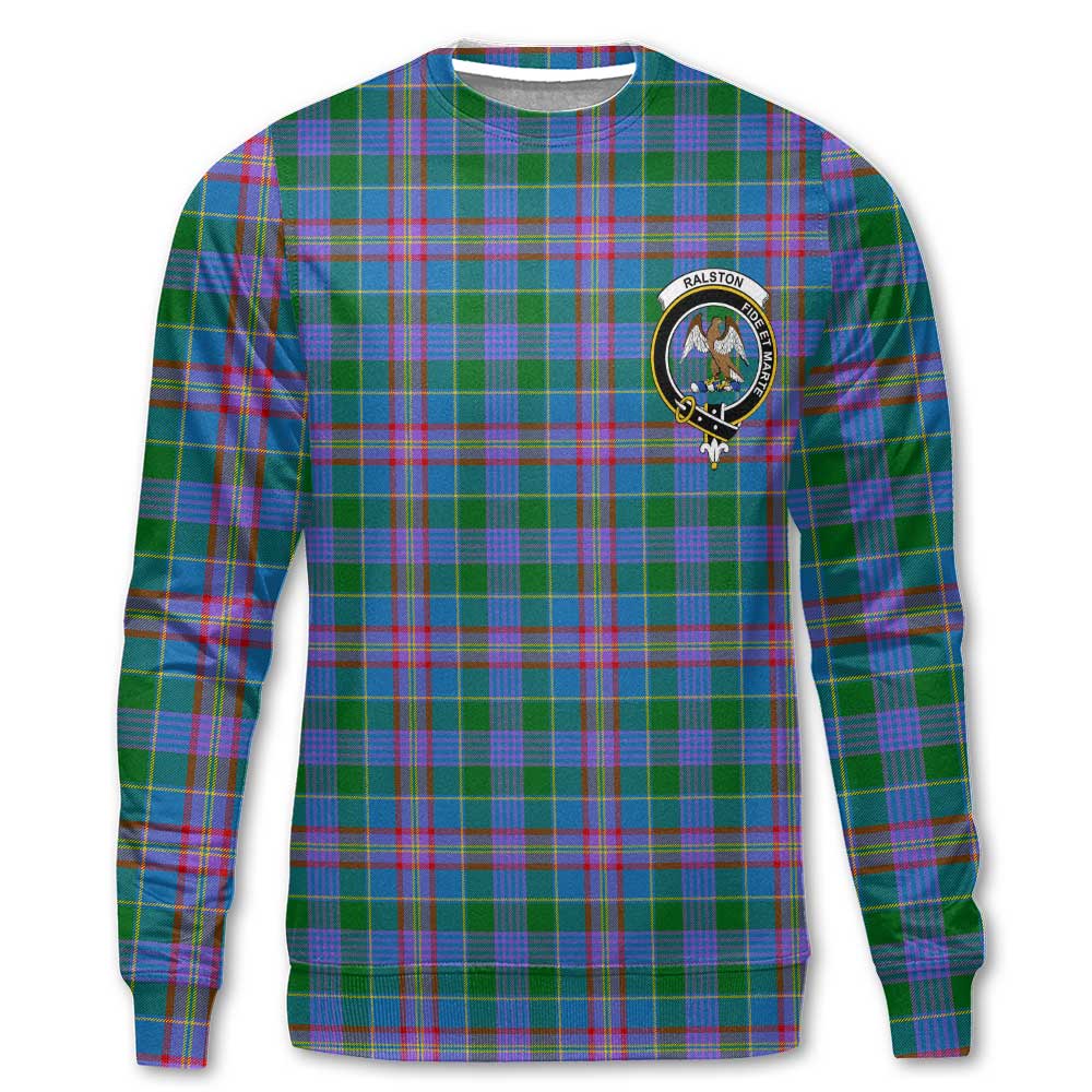 Clan Ralston Tartan Men Sweatshirt Crest And Plaid Basic Style