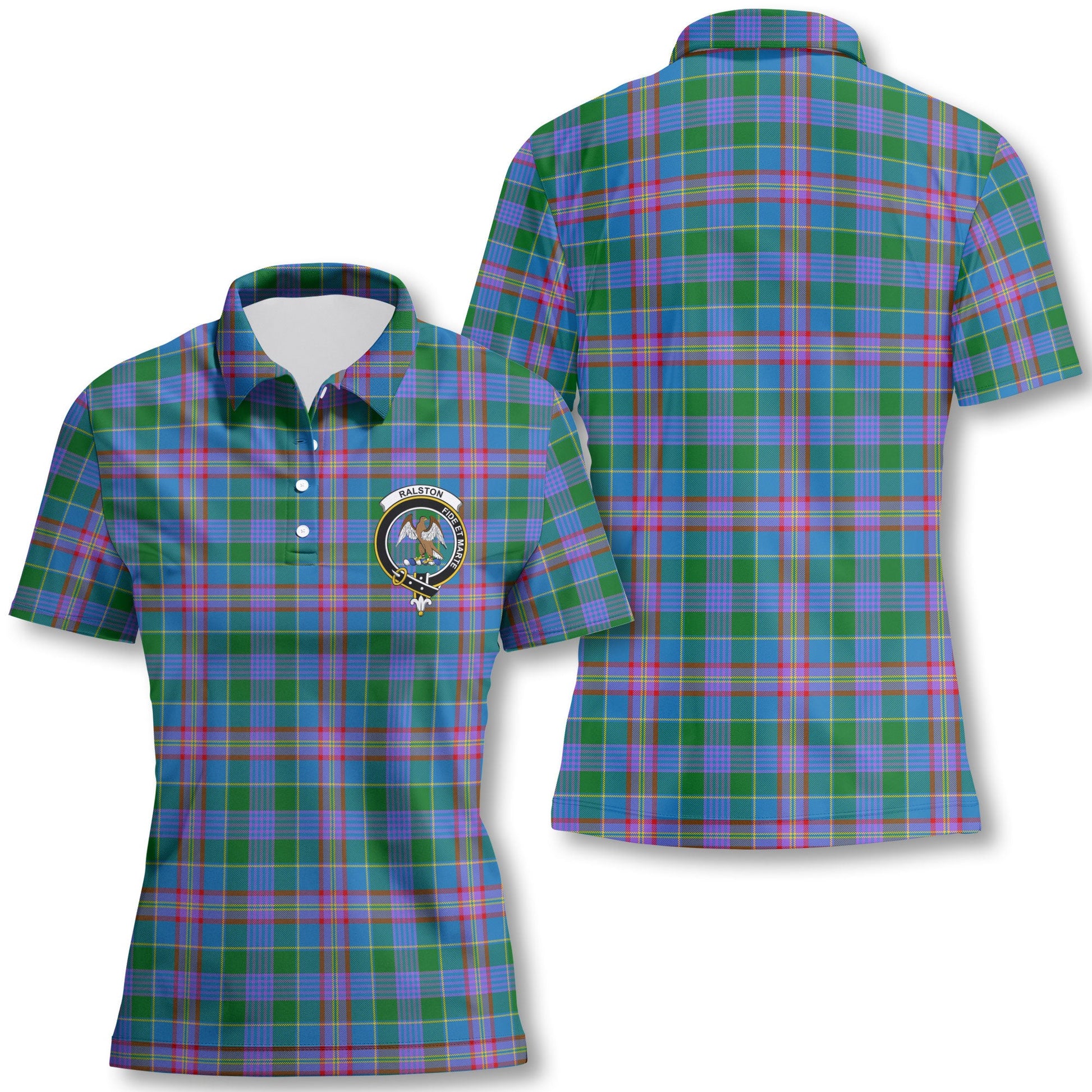 Clan Ralston Tartan Women Polo Shirt Crest And Plaid Basic Style