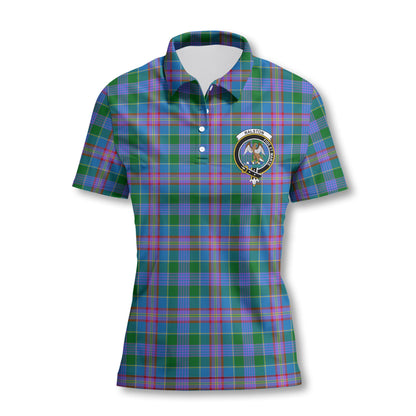 Clan Ralston Tartan Women Polo Shirt Crest And Plaid Basic Style