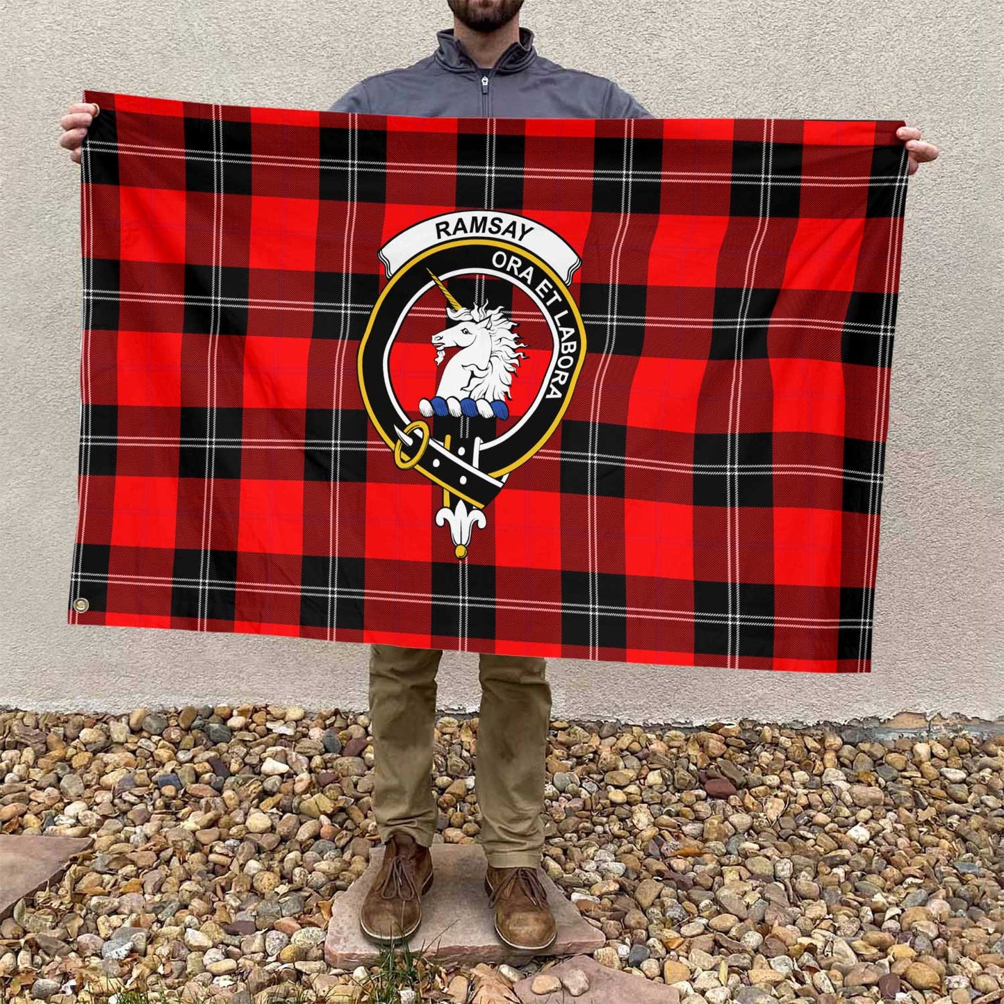 Clan Ramsay Tartan Flag Crest And Plaid Basic Style