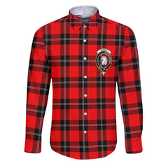 Clan Ramsay Tartan Long Sleeve Button Shirt Crest And Plaid Basic Style