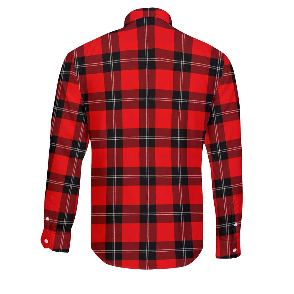 Clan Ramsay Tartan Long Sleeve Button Shirt Crest And Plaid Basic Style